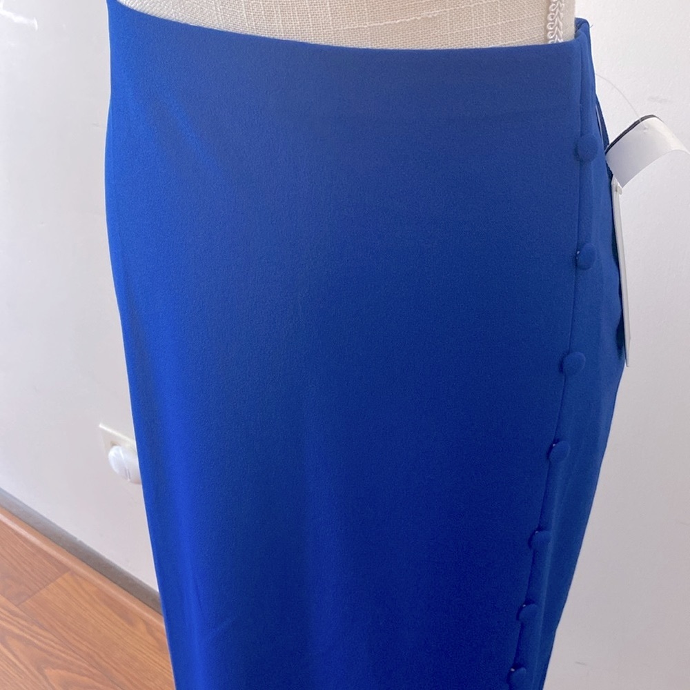 NYCC Women’s ocean blue pencil left side slit skirt with nine fabric buttons M - Picture 3 of 12